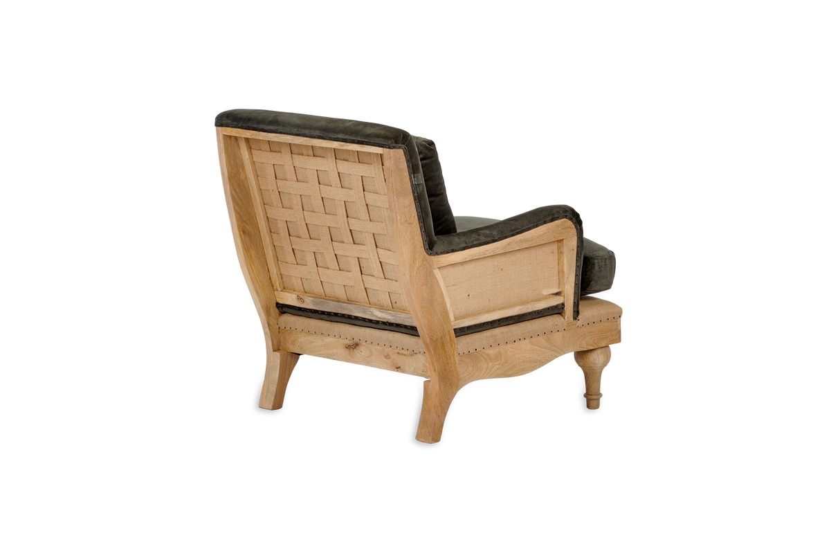 Nkuku Abe Deconstructed Velvet Armchair Moss