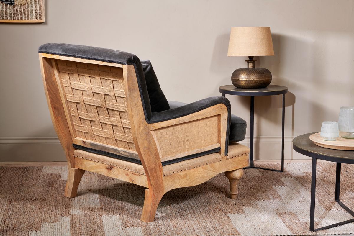 Nkuku Abe Deconstructed Velvet Armchair Moss