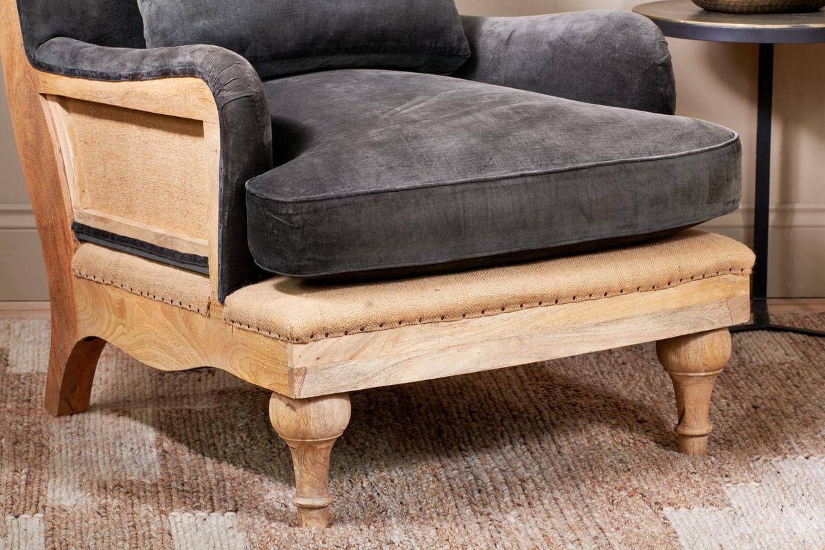 Nkuku Abe Deconstructed Velvet Armchair Moss