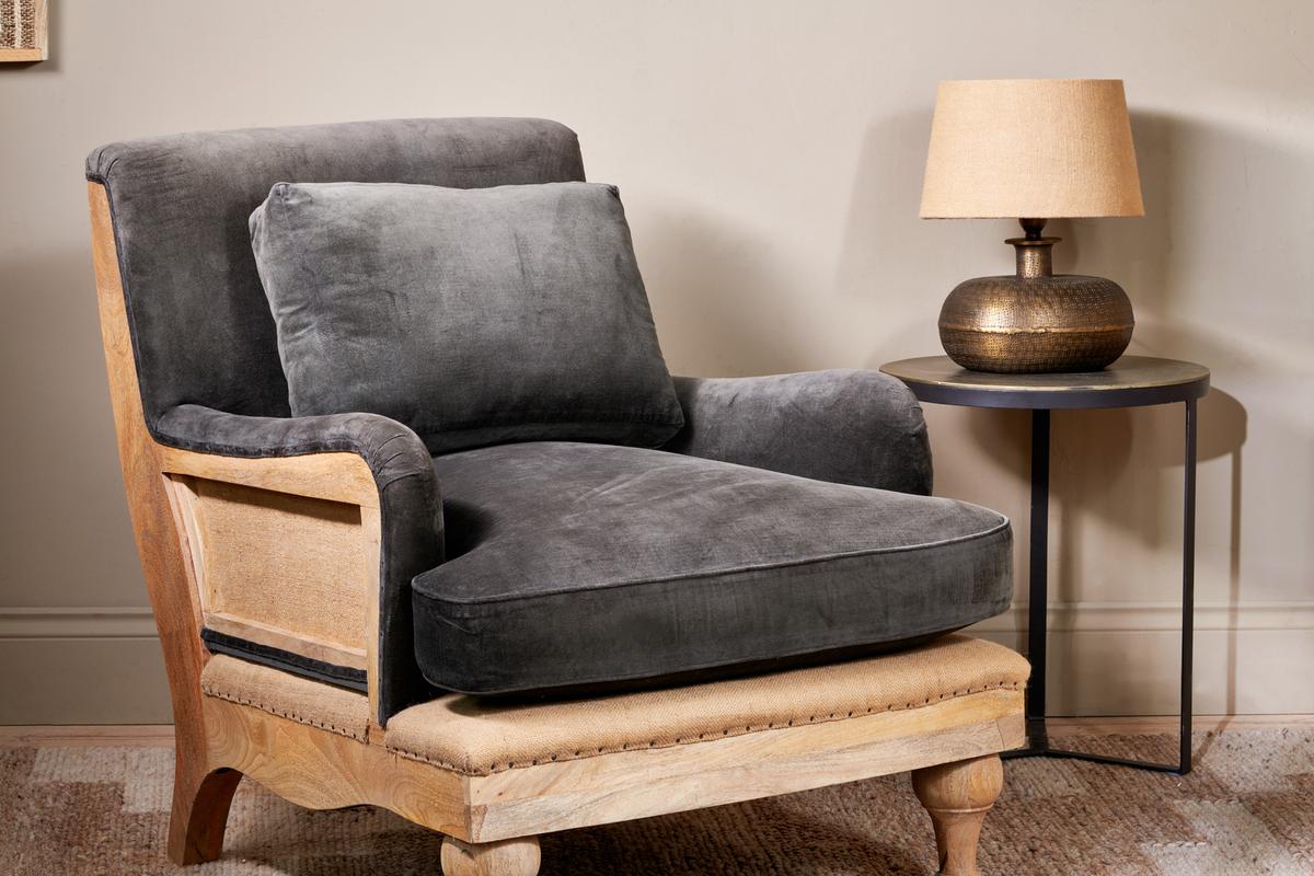 Nkuku Abe Deconstructed Velvet Armchair Moss