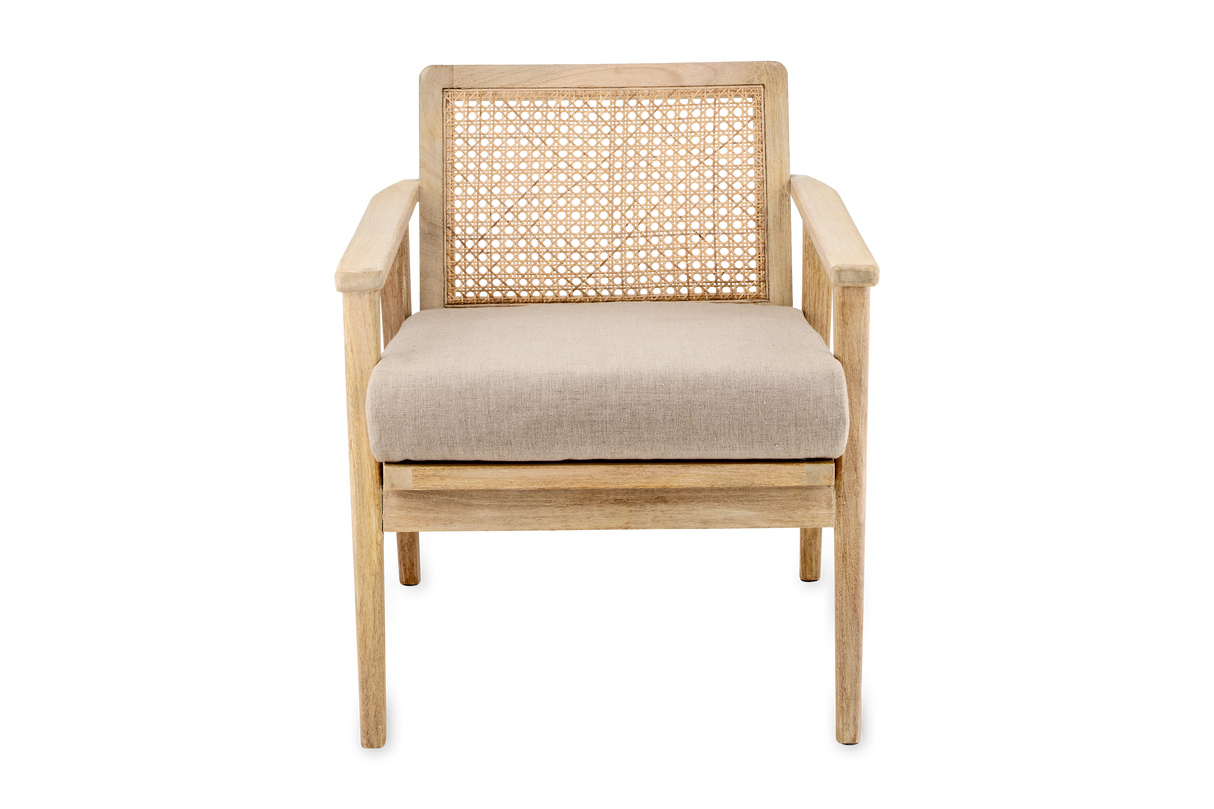 Nkuku Atri Mango Wood & Cane Occasional Chair Natural