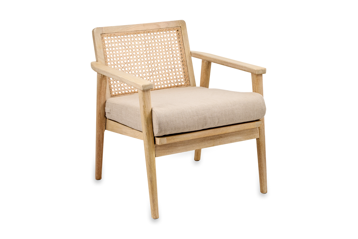 Nkuku Atri Mango Wood & Cane Occasional Chair Natural