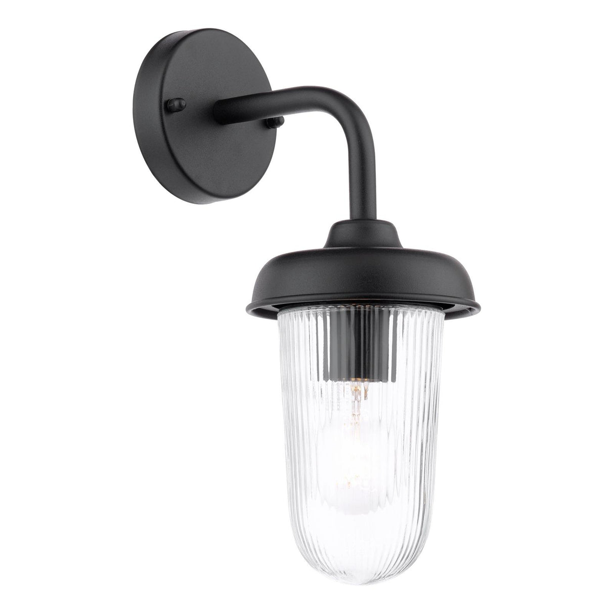 Dar Acotas Outdoor Wall Light Matt Black and Ribbed Glass IP44