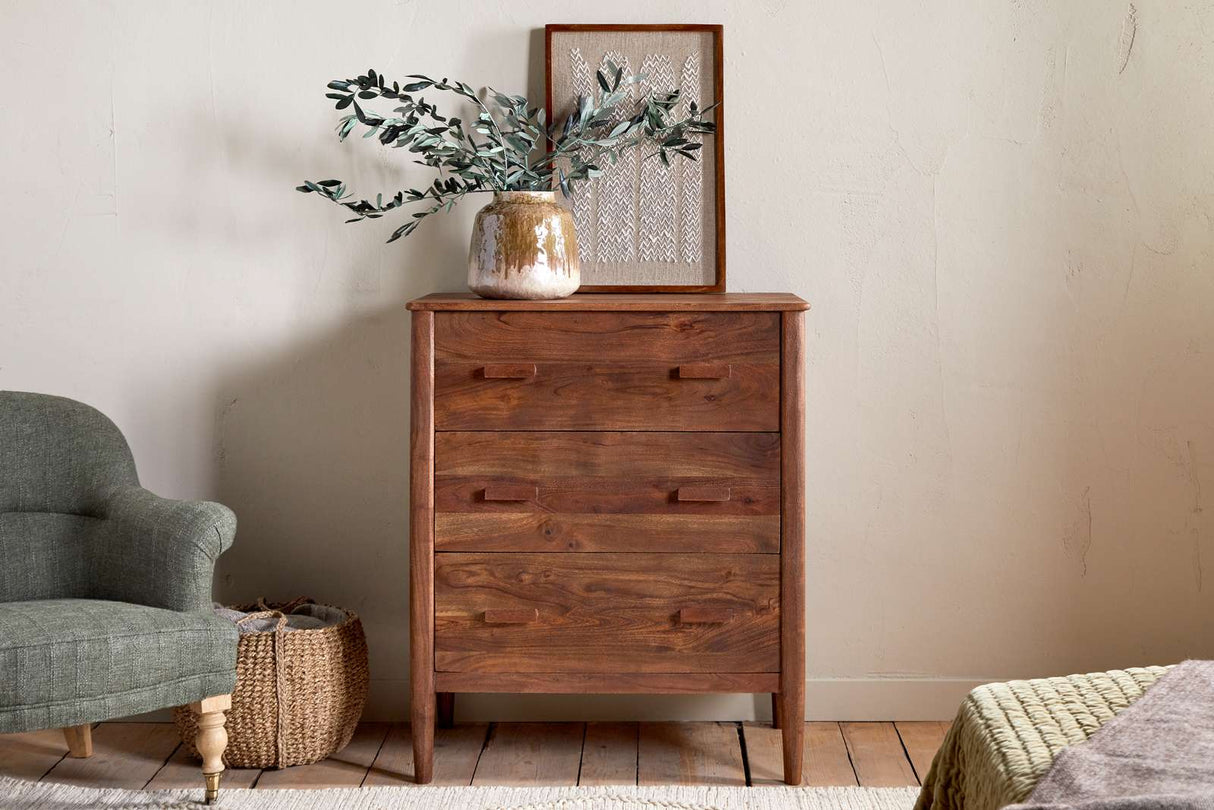 Nkuku Anbu Acacia Chest of Drawers Washed Walnut