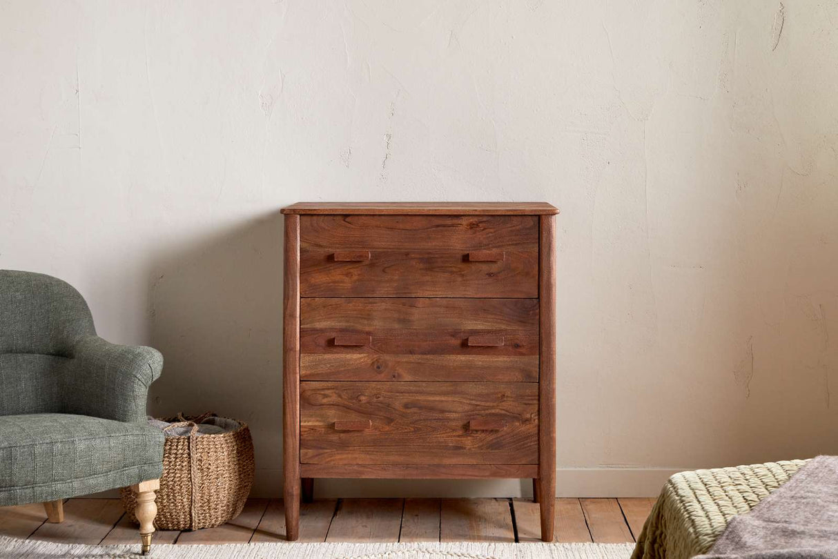 Nkuku Anbu Acacia Chest of Drawers Washed Walnut