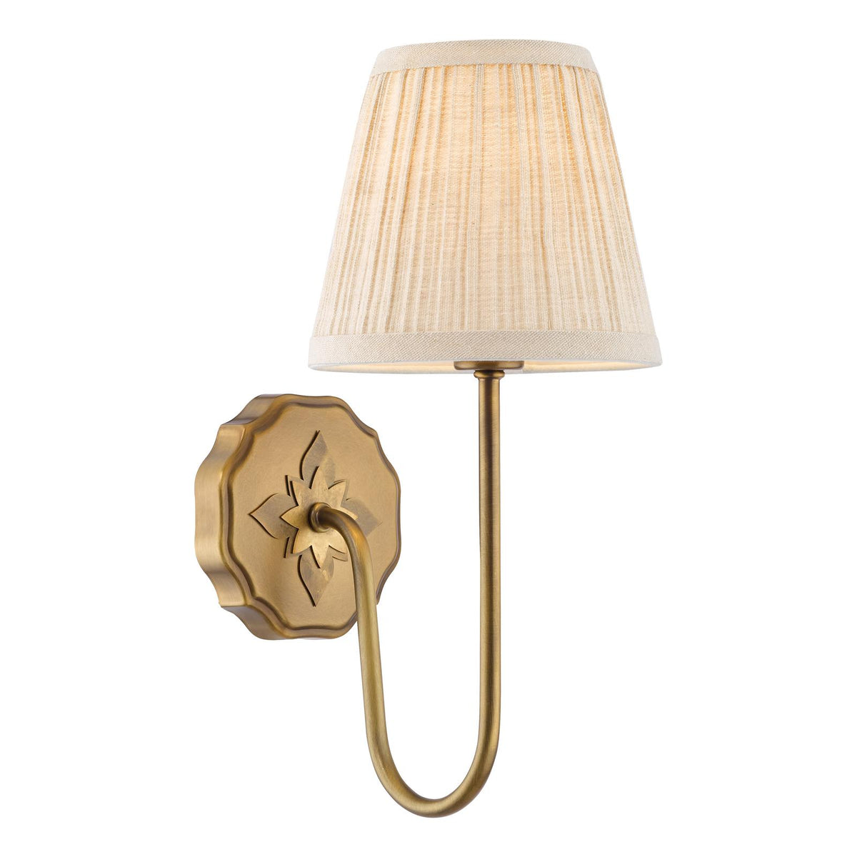 Dar Adyara Wall Light Antique Bronze With Linen Pleated Shade