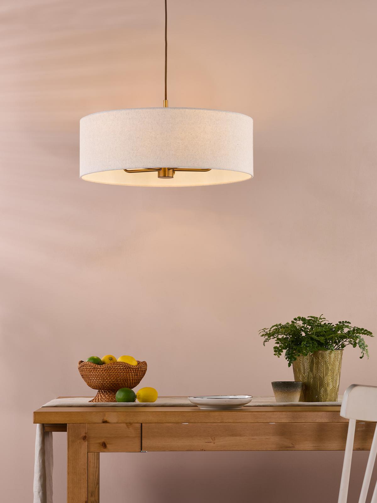 Dar Aelin 5 Light Pendant Matt Bronze With Natural Linen Shade