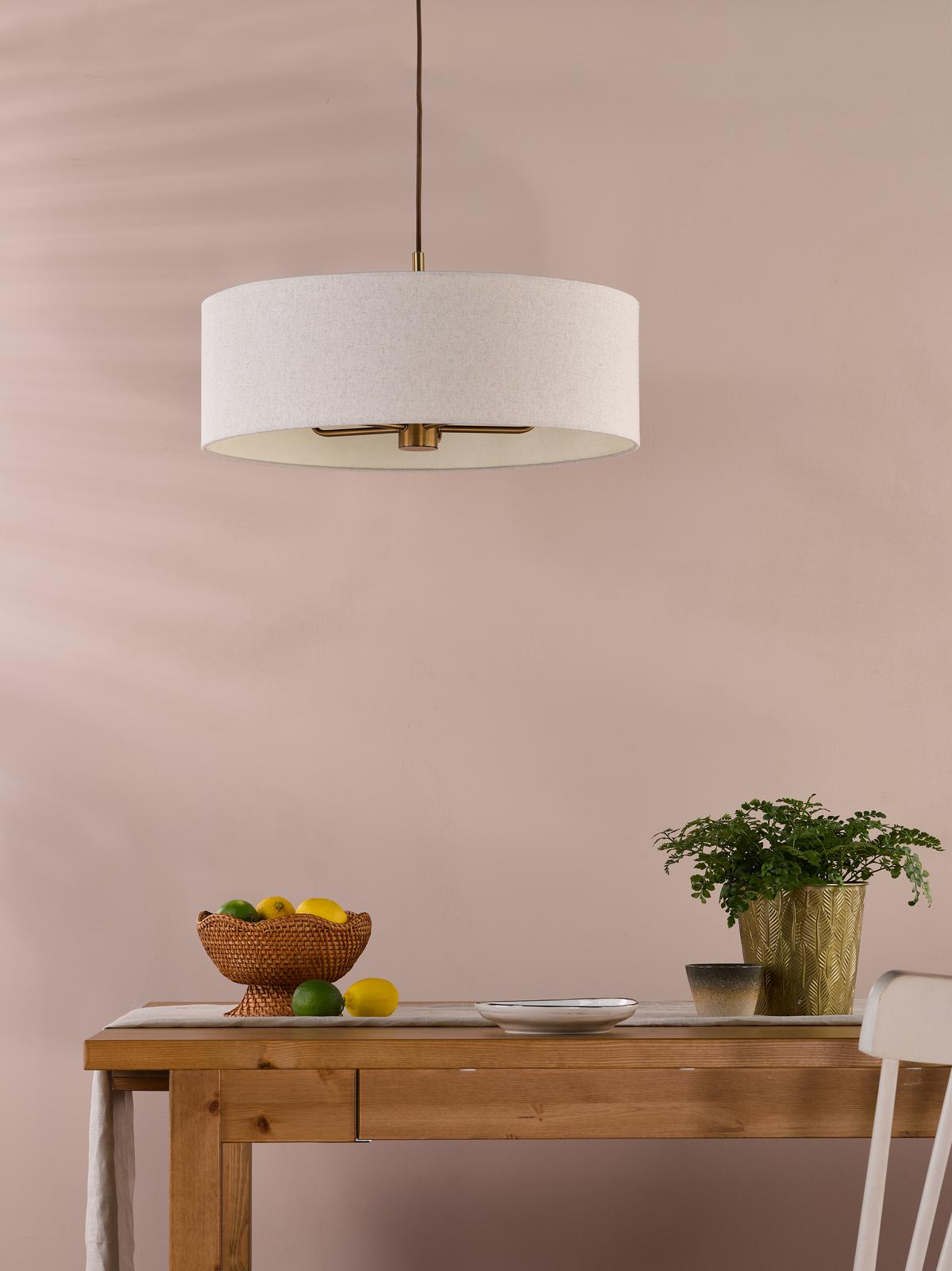 Dar Aelin 5 Light Pendant Matt Bronze With Natural Linen Shade