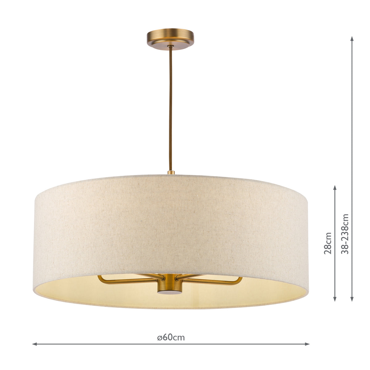 Dar Aelin 5 Light Pendant Matt Bronze With Natural Linen Shade