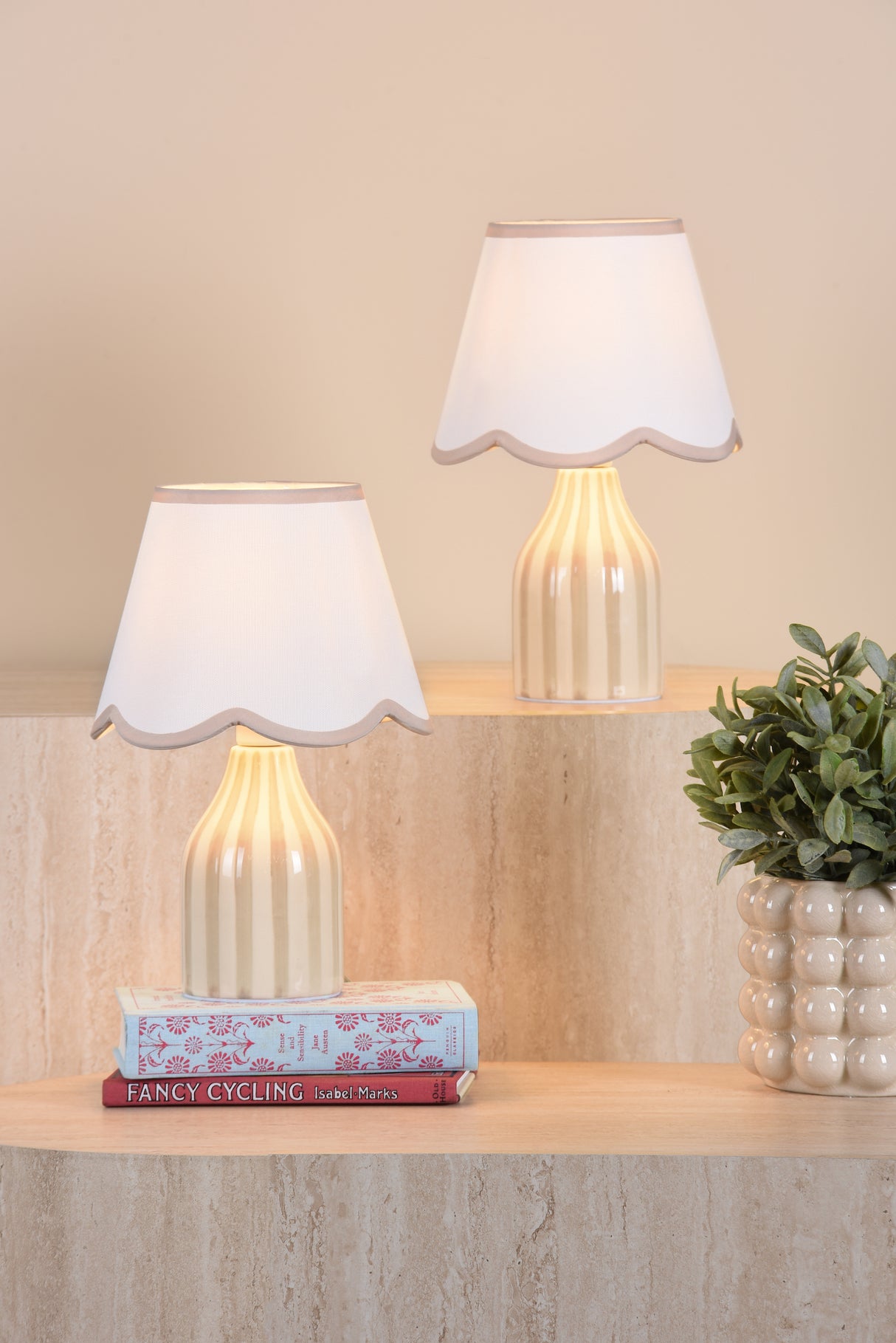 Dar Aimee Twin Pack Table Lamp Taupe Ceramic With Shade