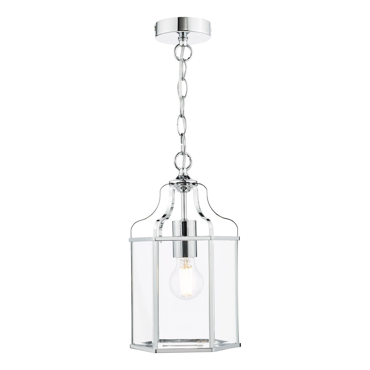Dar Aled Lantern Pendant Polished Chrome and Glass