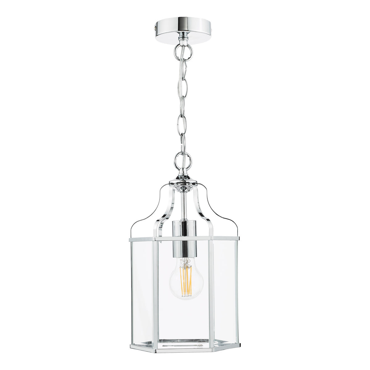 Dar Aled Lantern Pendant Polished Chrome and Glass