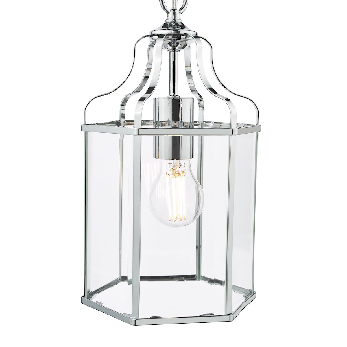 Dar Aled Lantern Pendant Polished Chrome and Glass