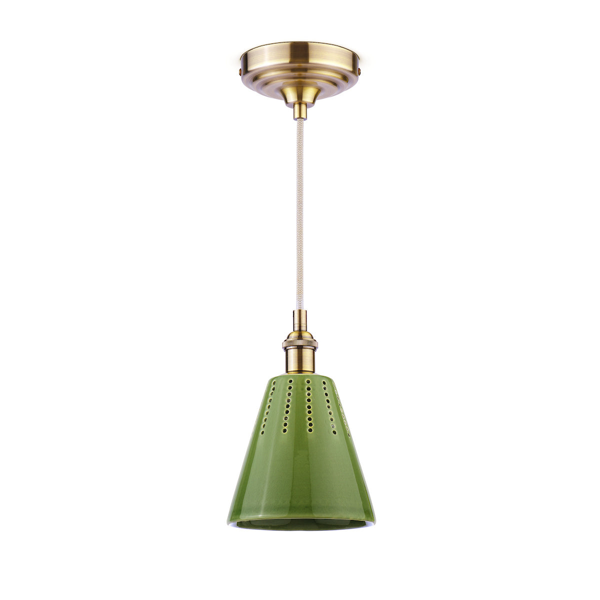 Joules Allington Pendant Green Ceramic and Matt Antique Brass