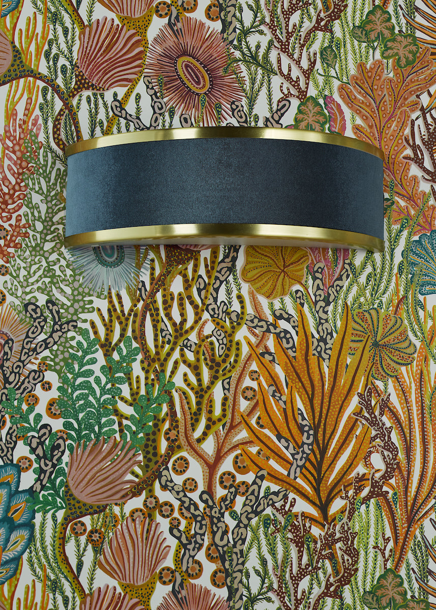 Dar Alvaro Wall Light Brushed Brass With Blue Shade