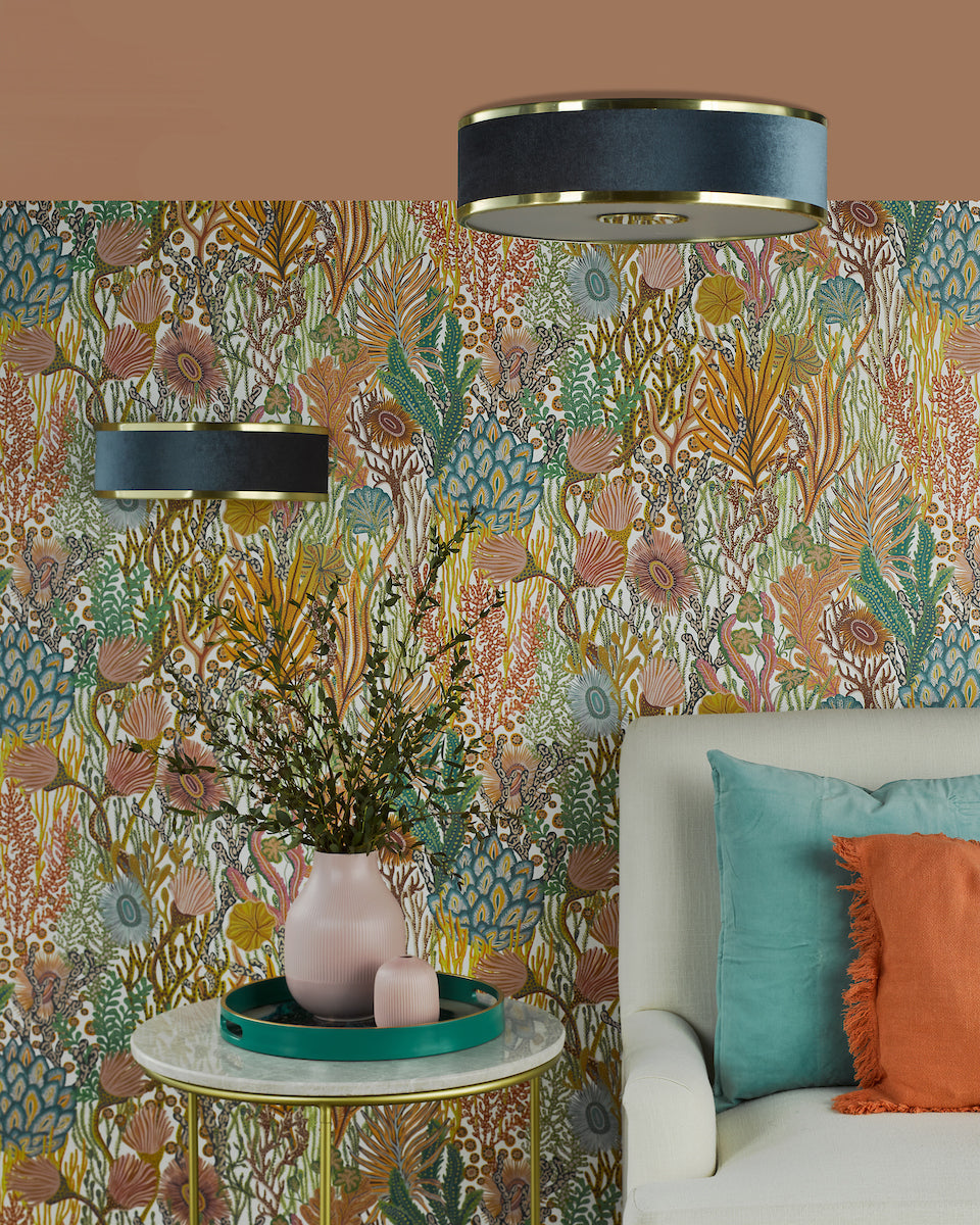 Dar Alvaro Wall Light Brushed Brass With Blue Shade