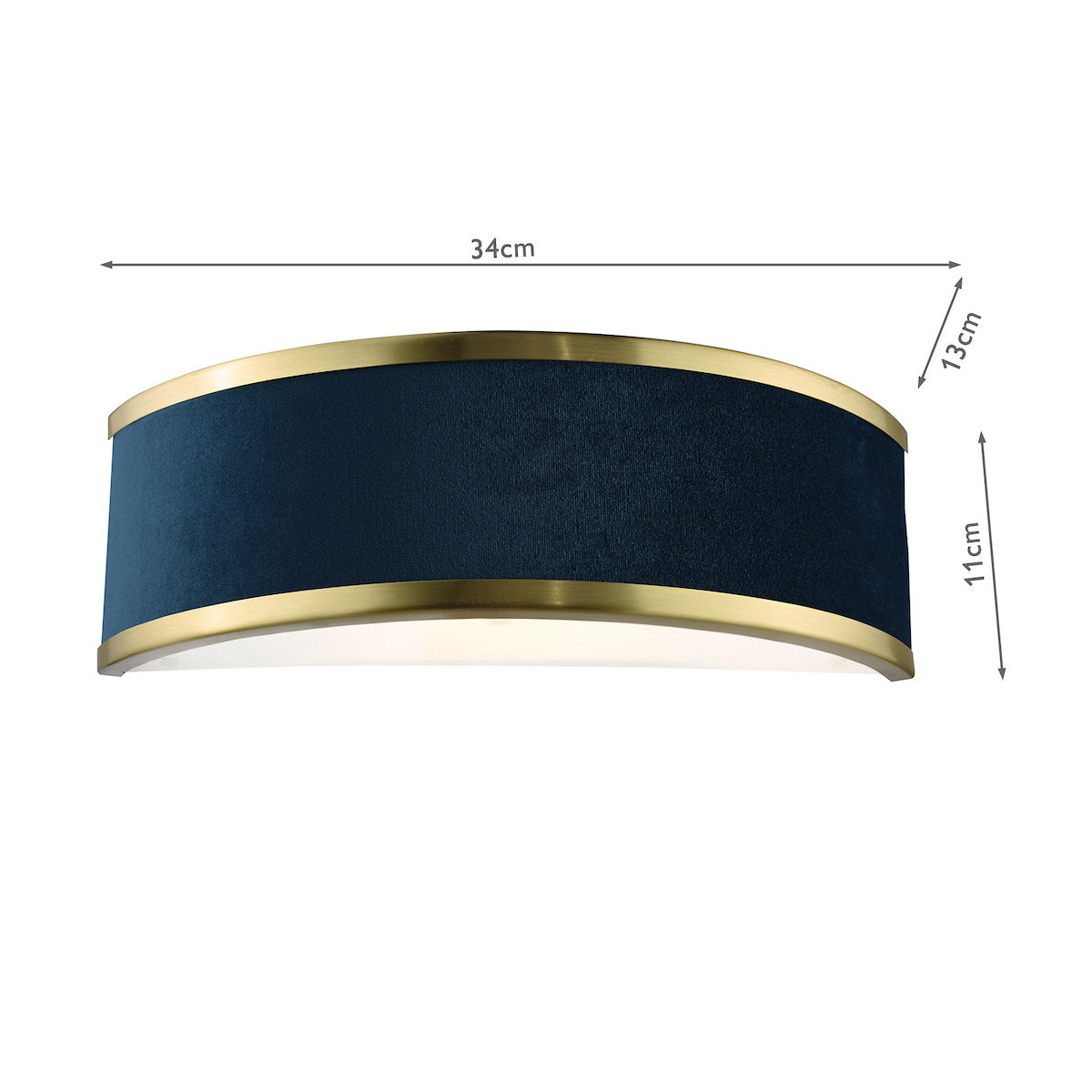 Dar Alvaro Wall Light Brushed Brass With Blue Shade