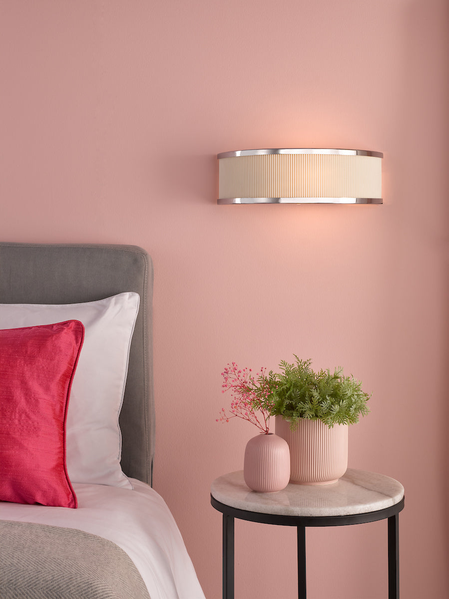 Dar Alvaro Wall Light Polished Chrome With Ivory Shade