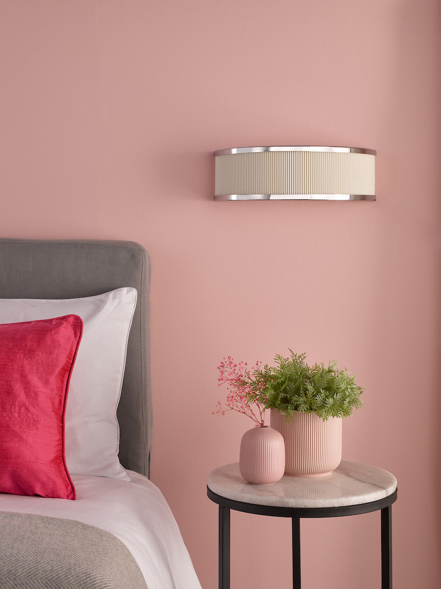 Dar Alvaro Wall Light Polished Chrome With Ivory Shade