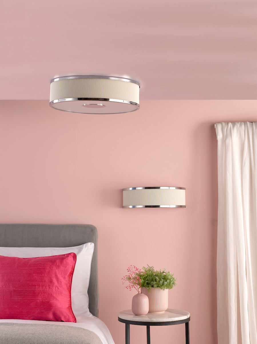 Dar Alvaro Wall Light Polished Chrome With Ivory Shade