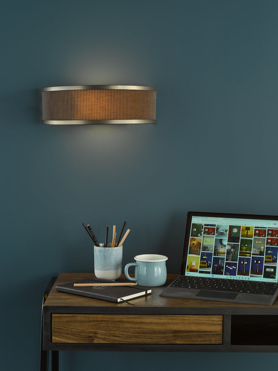 Dar Alvaro Wall Light Antique Bronze With Brown Shade