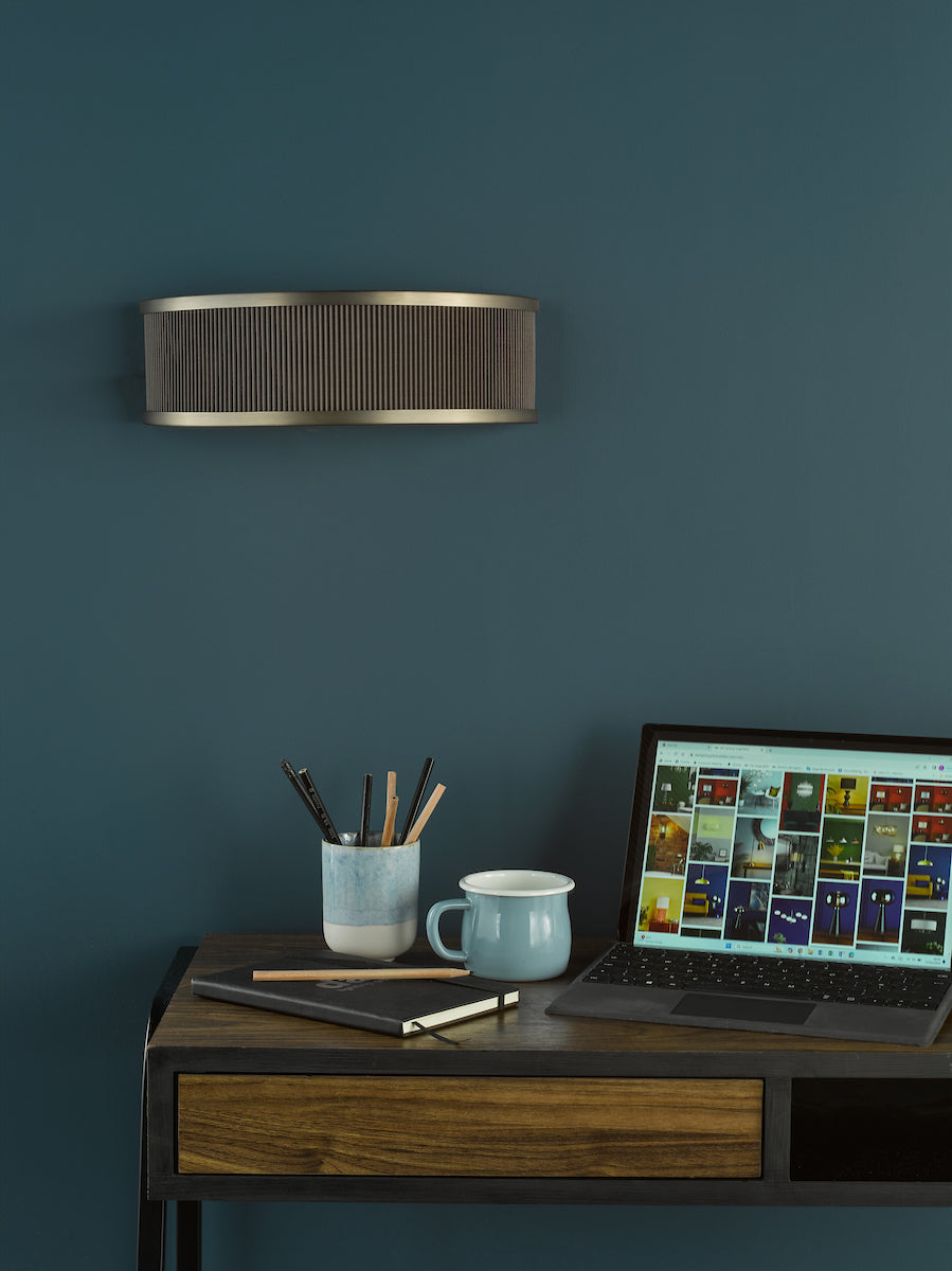 Dar Alvaro Wall Light Antique Bronze With Brown Shade