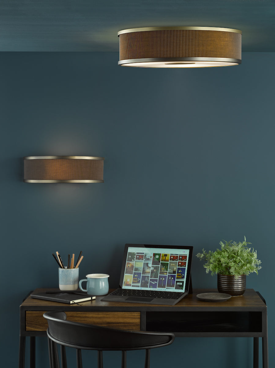 Dar Alvaro Wall Light Antique Bronze With Brown Shade