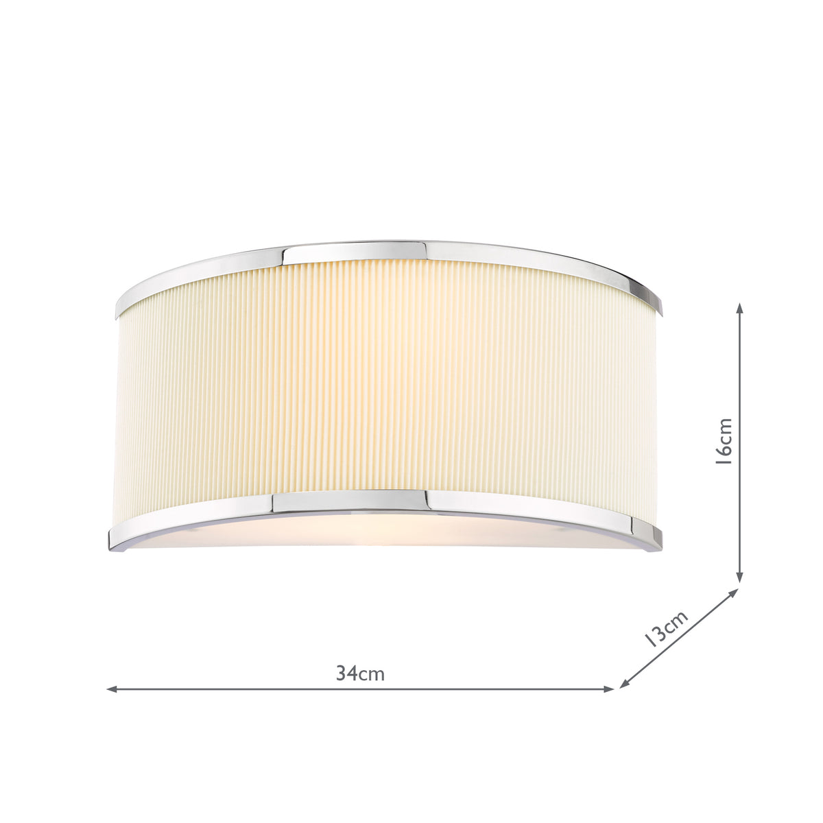 Dar Alvaro 2 Light Wall Light Polished Chrome and Ivory Micropleat Shade