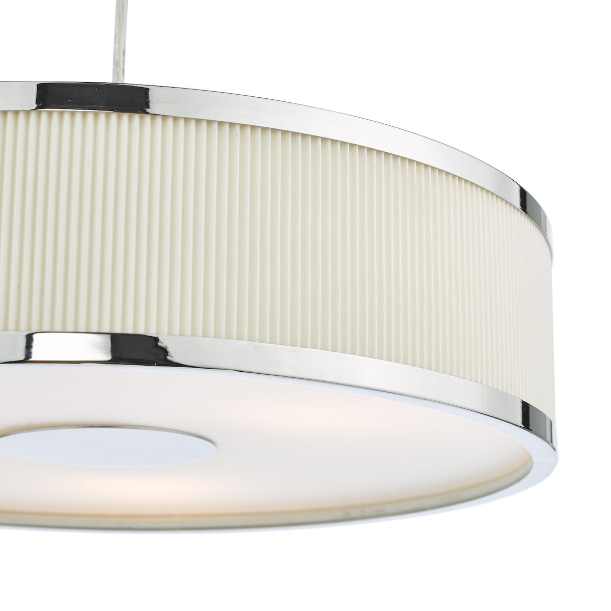 Dar Alvaro 3 Light Pendant Polished Chrome and Ivory With Shade