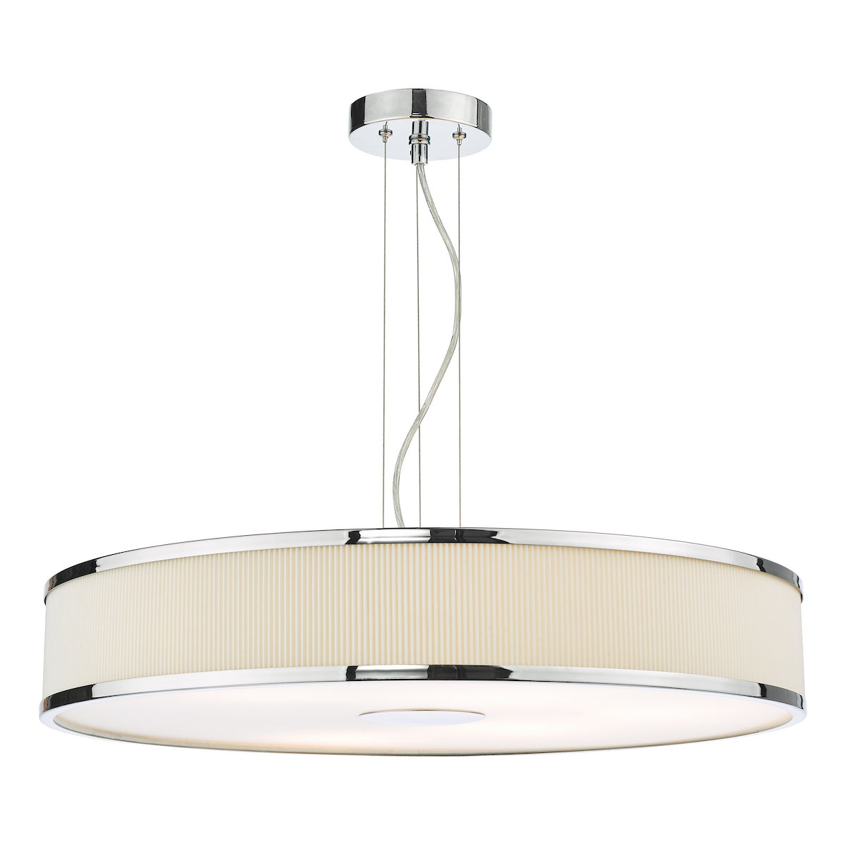 Dar Alvaro 6 Light Pendant Polished Chrome and Ivory With Shade