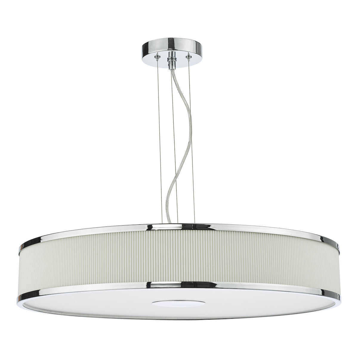 Dar Alvaro 6 Light Pendant Polished Chrome and Ivory With Shade