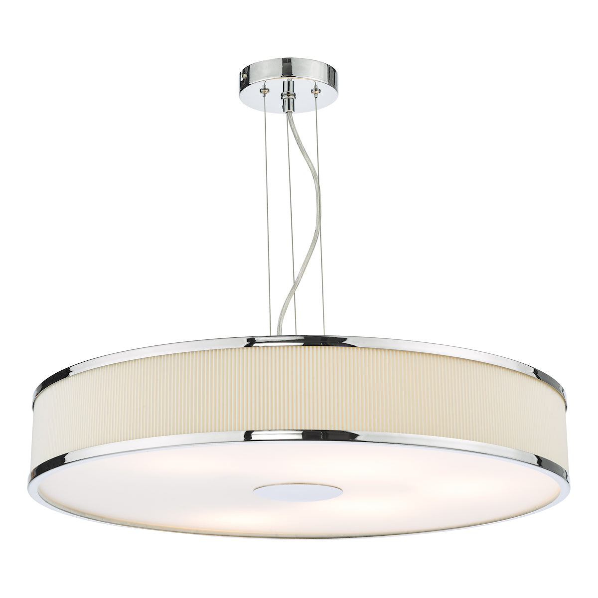 Dar Alvaro 6 Light Pendant Polished Chrome and Ivory With Shade
