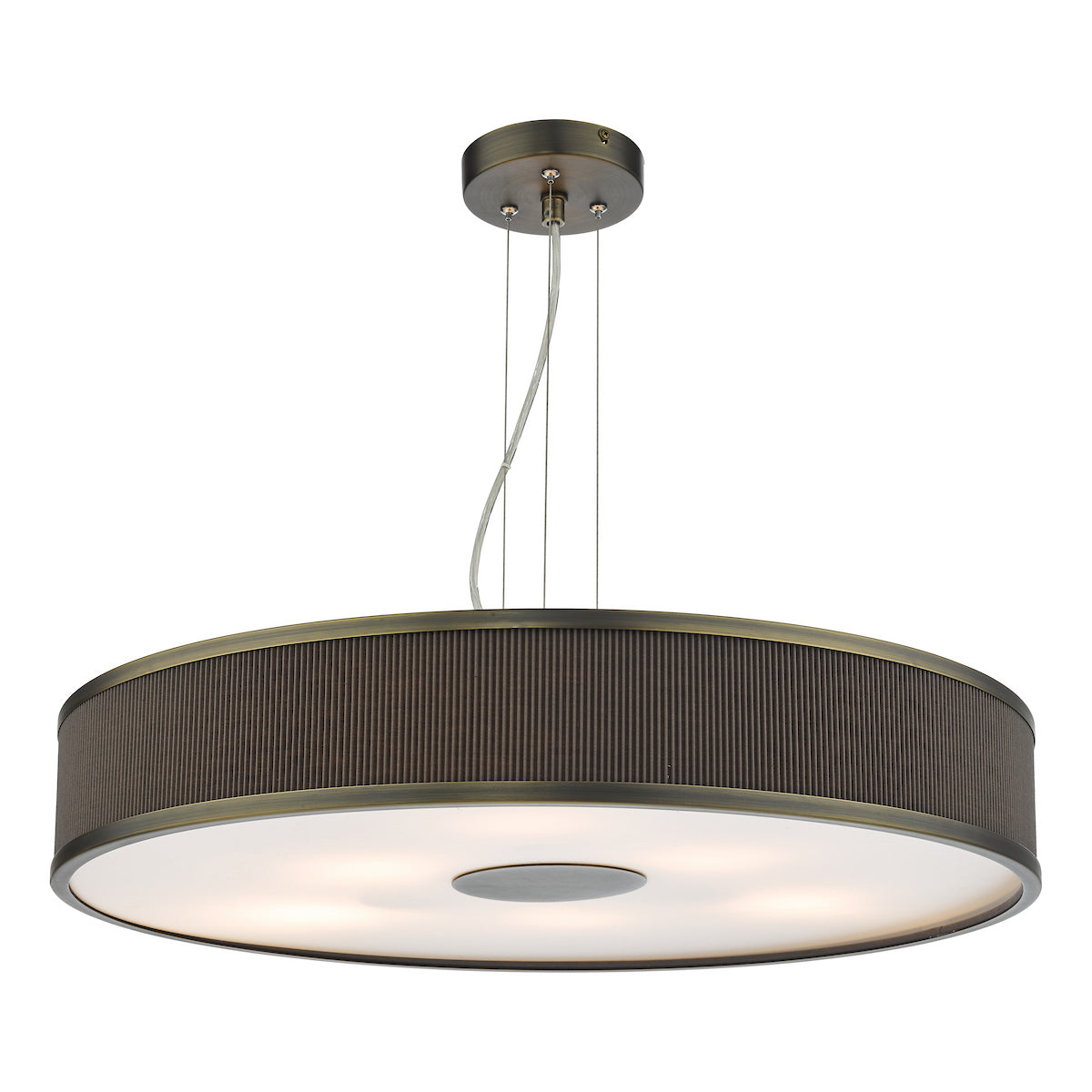 Dar Alvaro 6 Light Pendant Antique Bronze and Brown With Shade