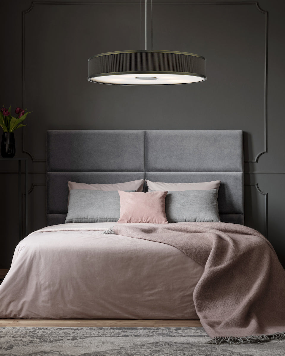 Dar Alvaro 6 Light Pendant Antique Bronze and Brown With Shade