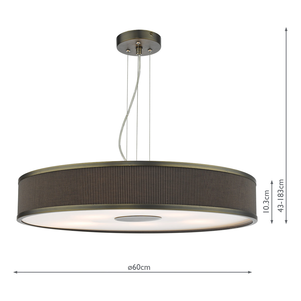 Dar Alvaro 6 Light Pendant Antique Bronze and Brown With Shade