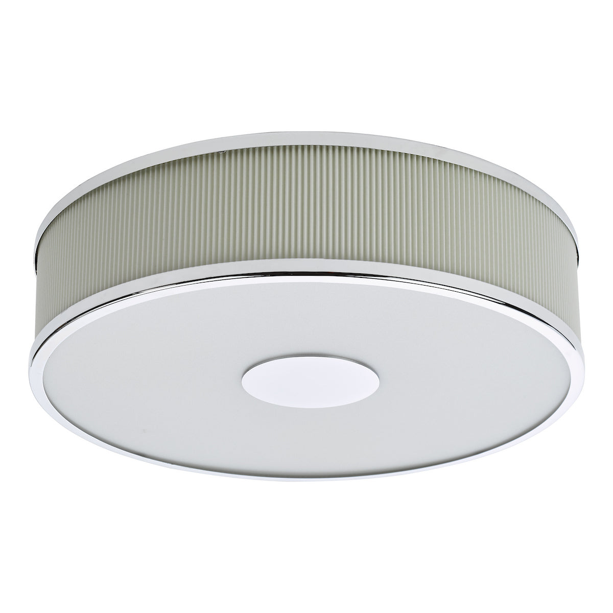 Dar Alvaro 3 Light Flush Polished Chrome With Ivory shade