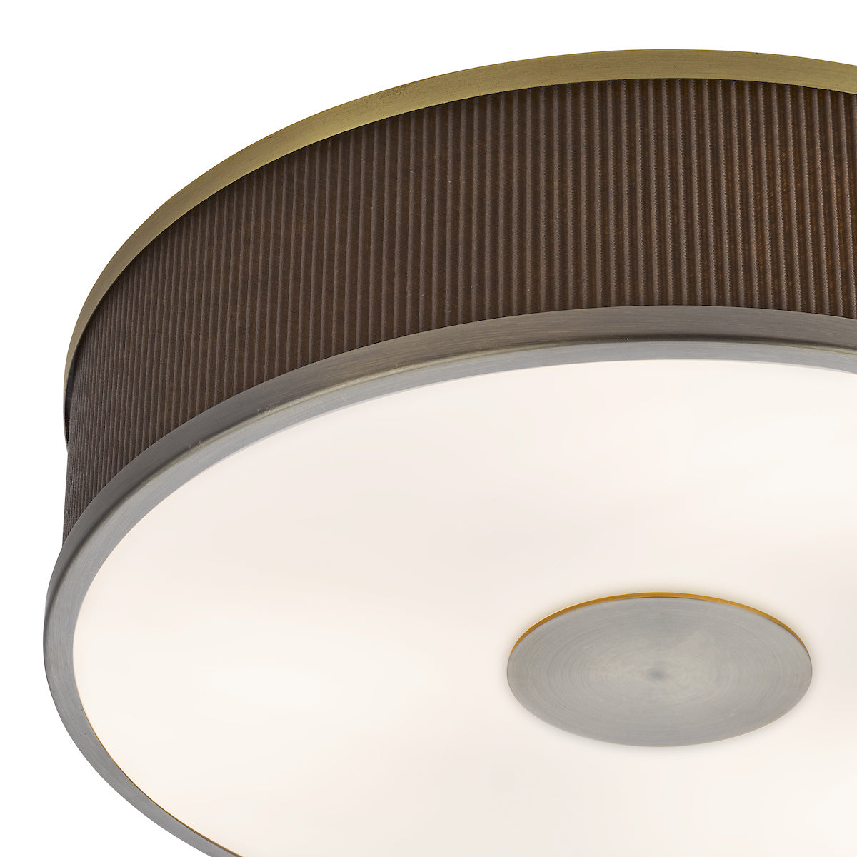 Dar Alvaro 3 Light Flush Antique Bronze With Brown Shade