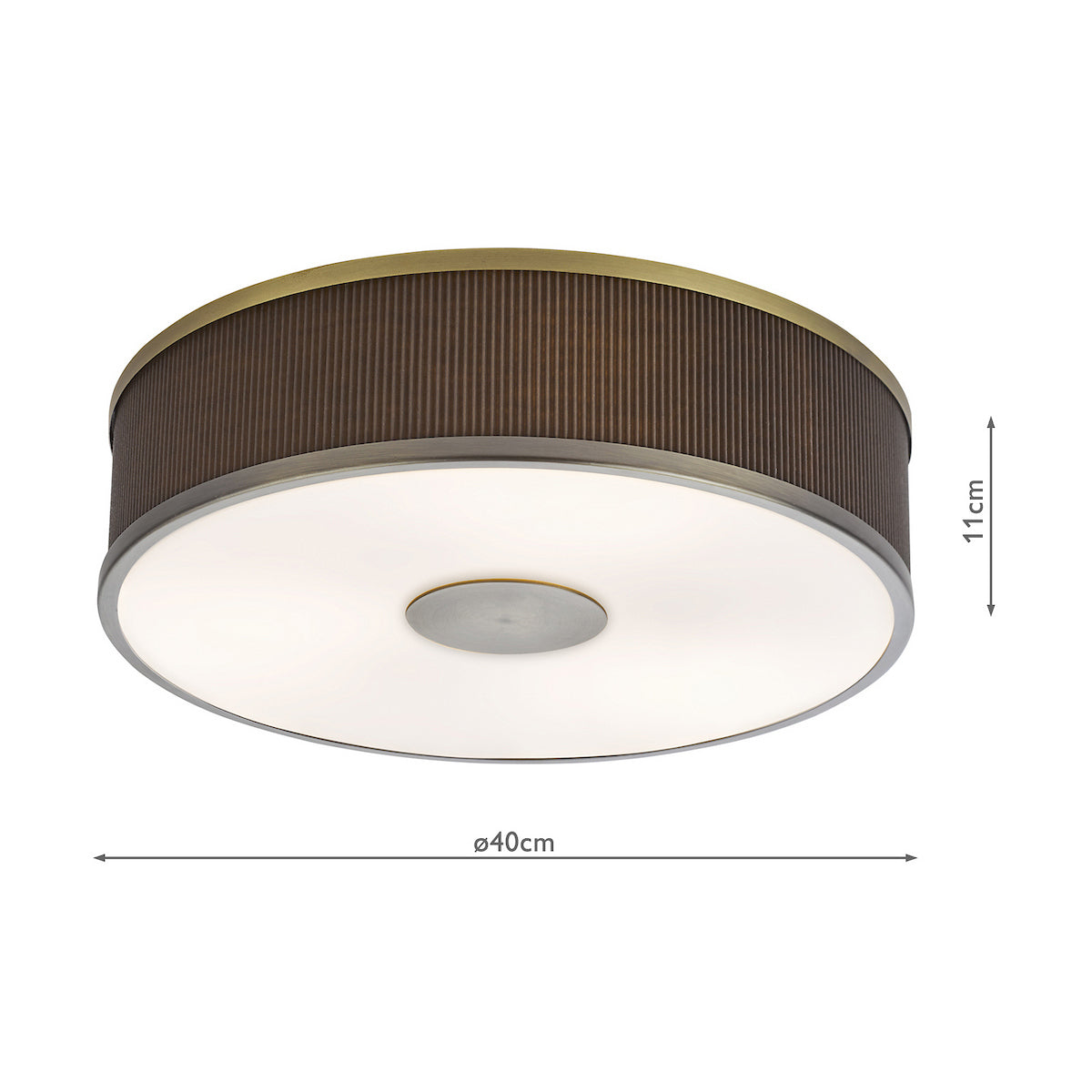 Dar Alvaro 3 Light Flush Antique Bronze With Brown Shade