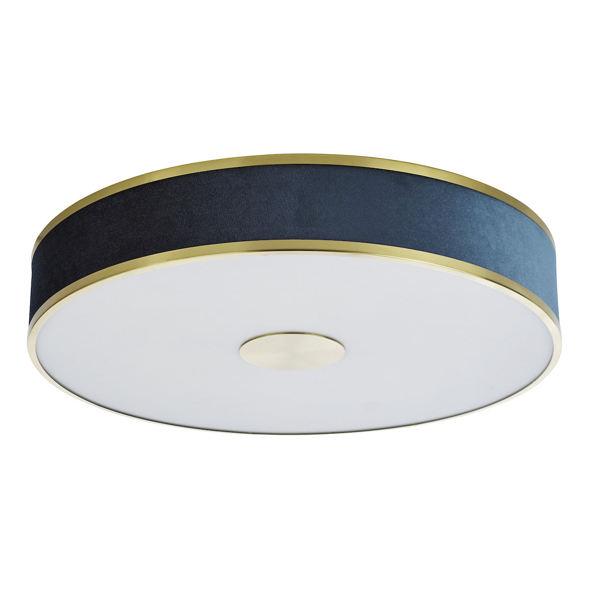 Dar Alvaro 6 Light Flush Brushed Brass With Blue shade