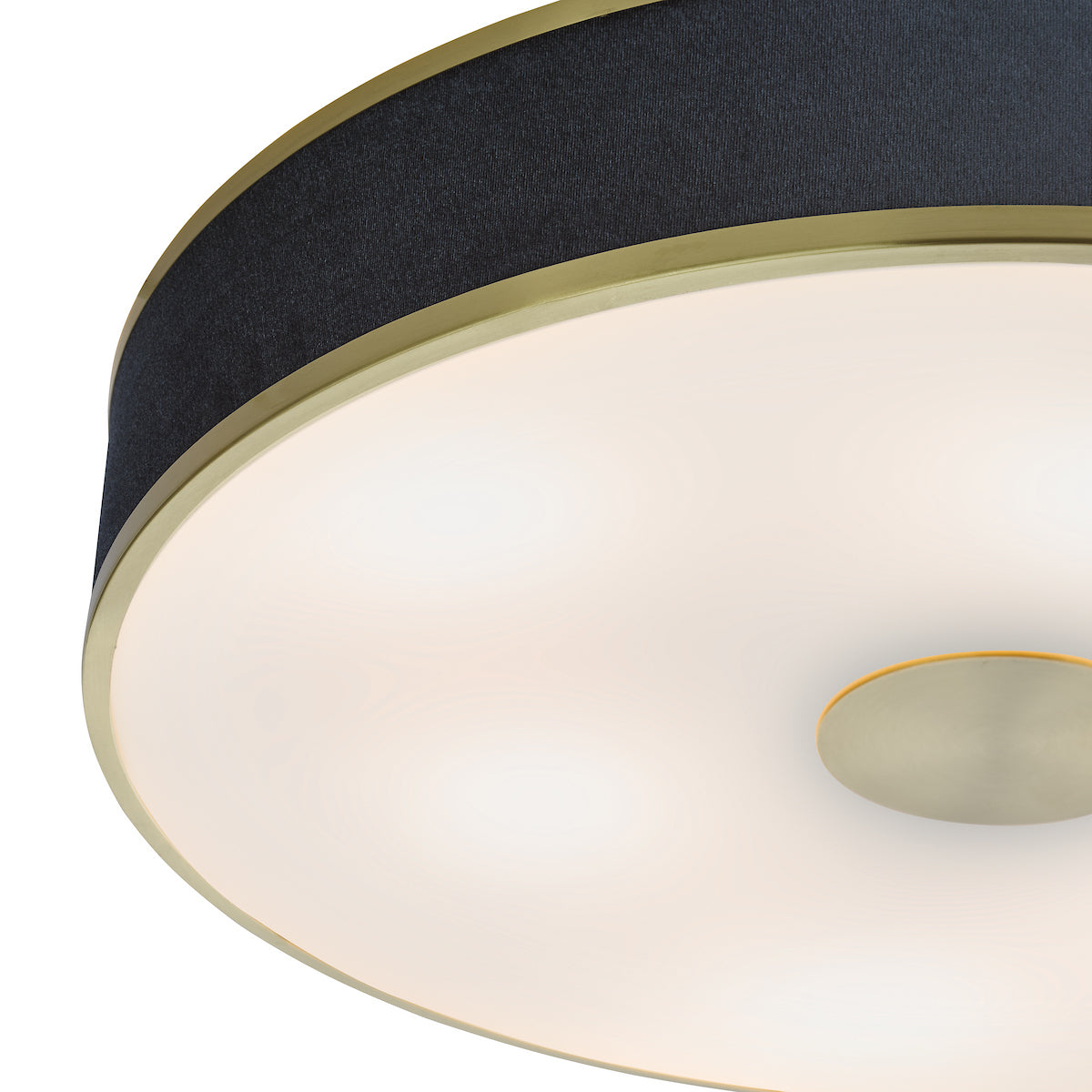Dar Alvaro 6 Light Flush Brushed Brass With Blue shade