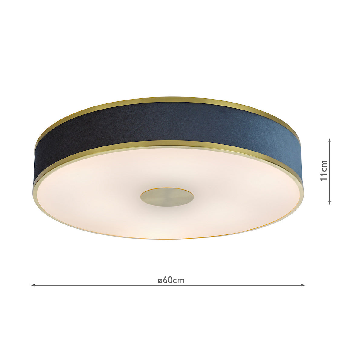 Dar Alvaro 6 Light Flush Brushed Brass With Blue shade