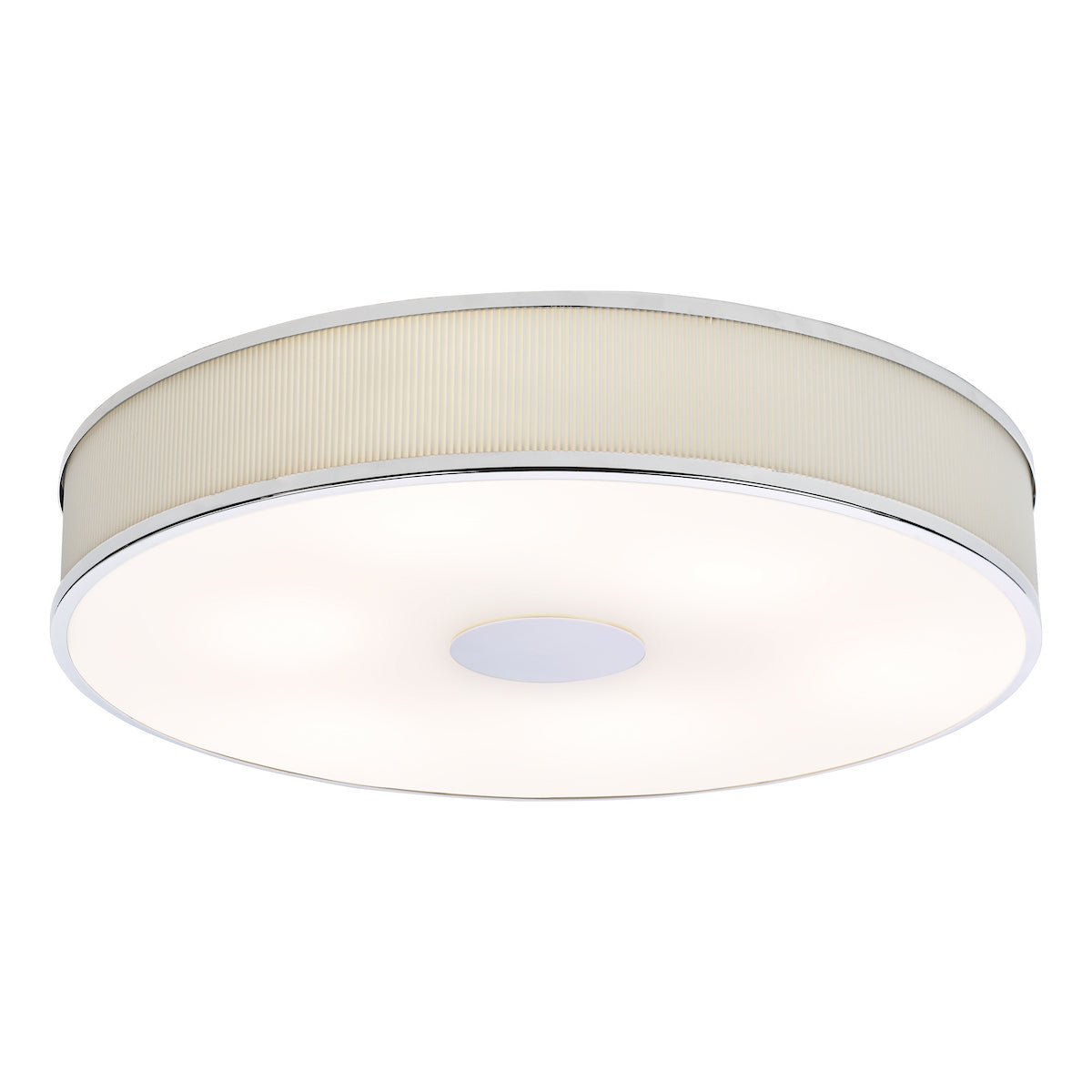 Dar Alvaro 6 Light Flush Polished Chrome With Ivory shade