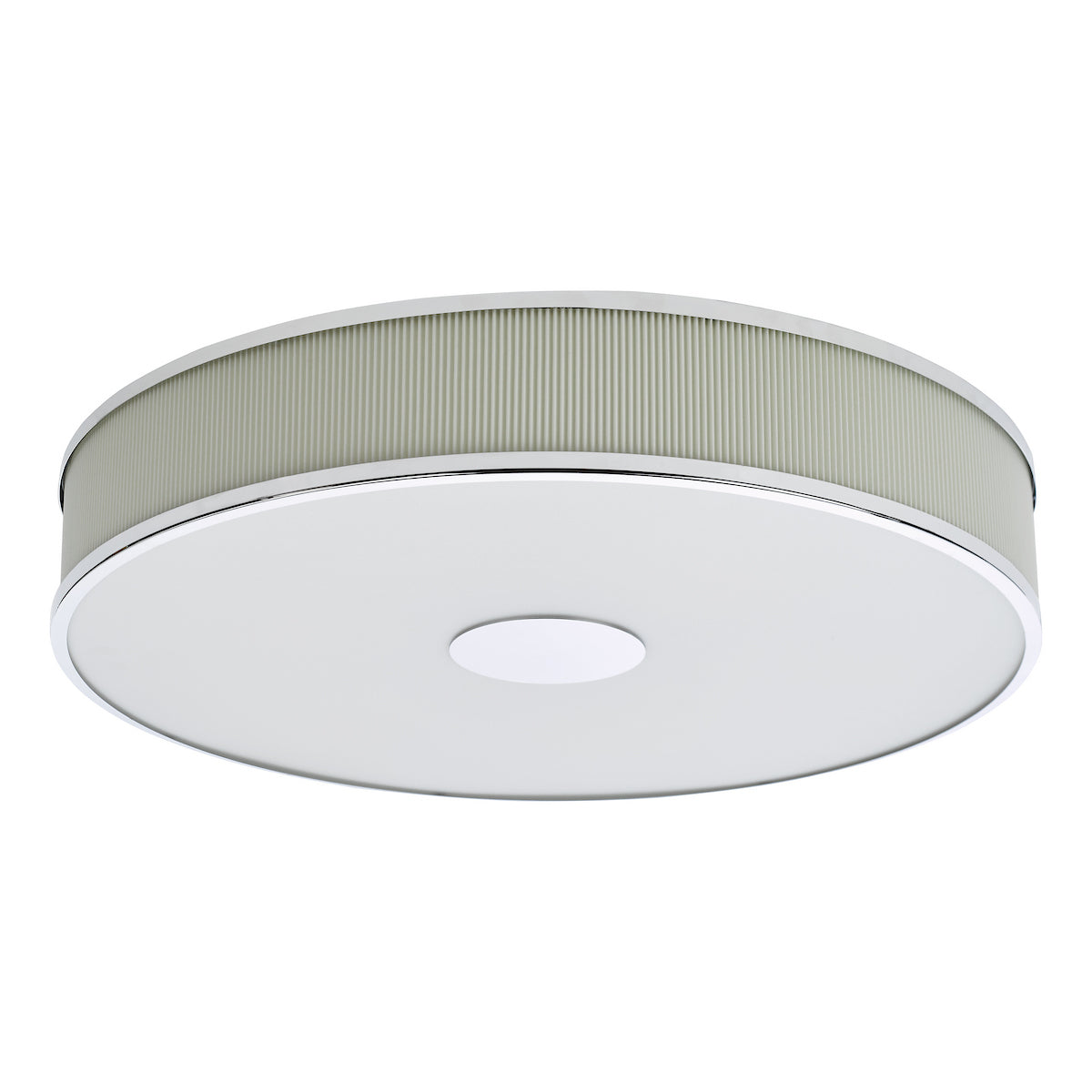 Dar Alvaro 6 Light Flush Polished Chrome With Ivory shade