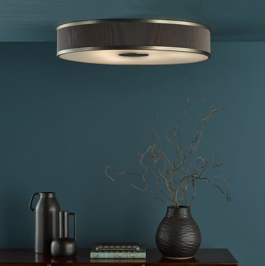 Dar Alvaro 6 Light Flush Antique Bronze With Brown Shade