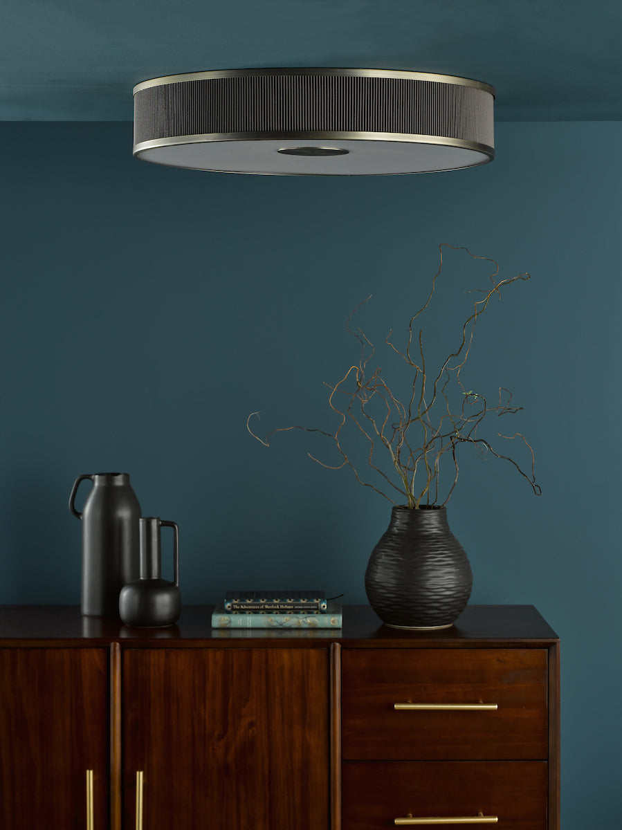 Dar Alvaro 6 Light Flush Antique Bronze With Brown Shade