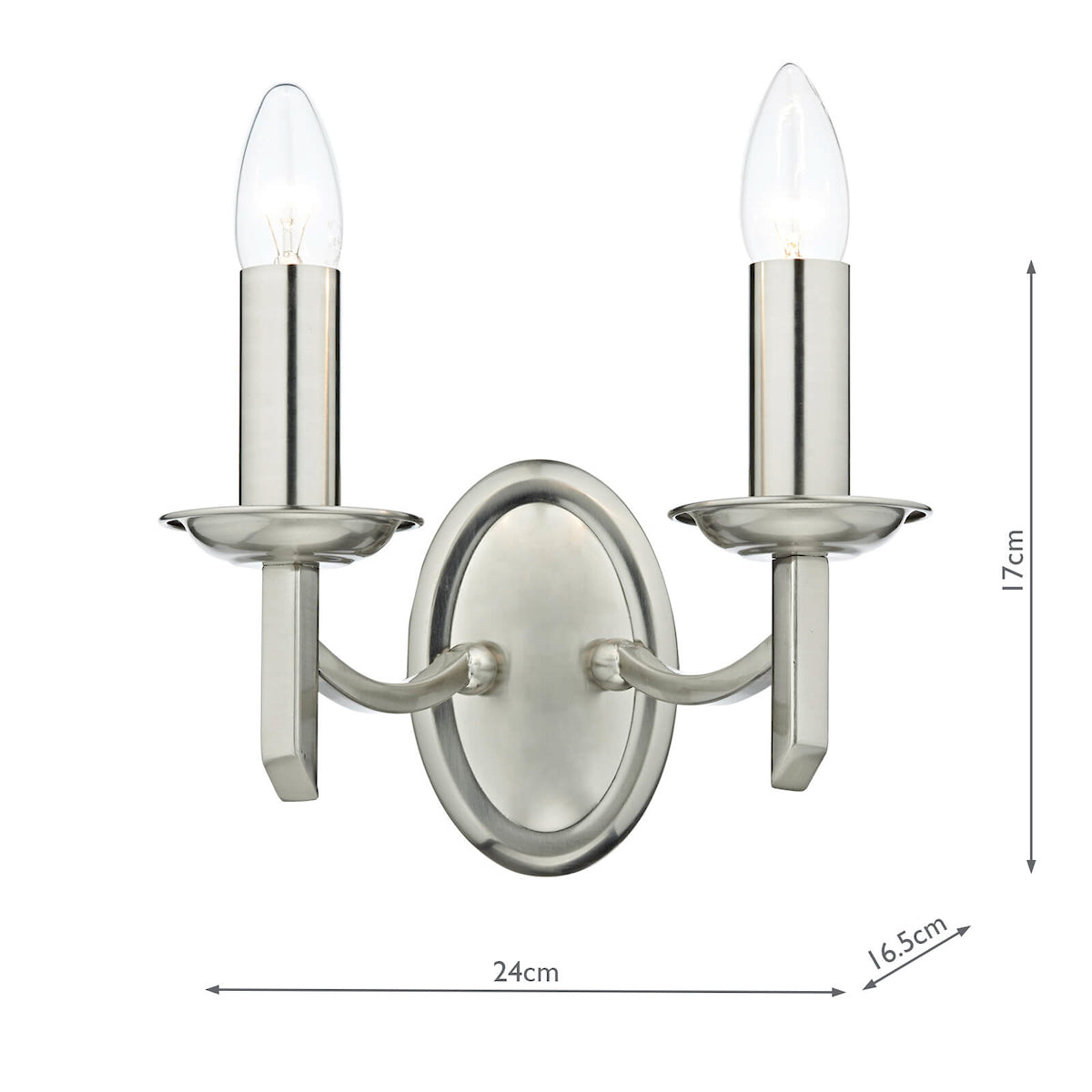 Dar Ambassador Double Wall Bracket Satin Chrome