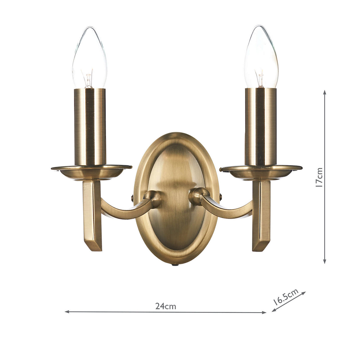 Dar Ambassador Double Wall Bracket Antique Brass
