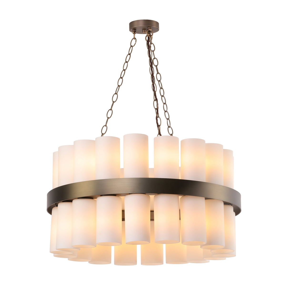 David Hunt Anais 36 Light Pendant Opal Glass and Antique Brass