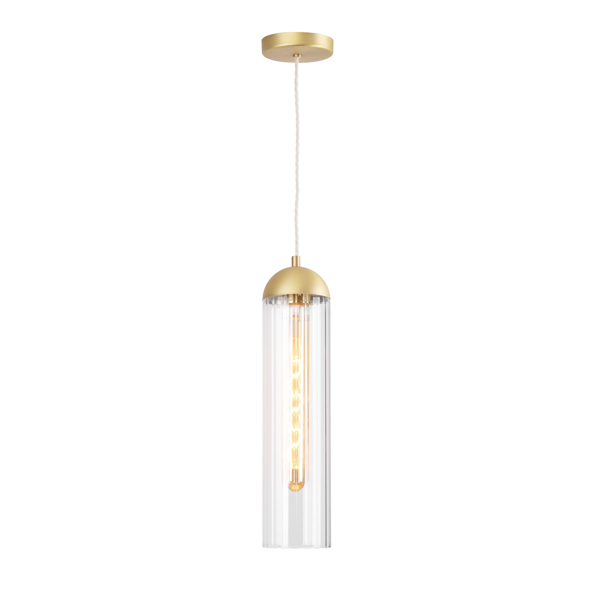 David Hunt Anouk Pendant Ribbed Glass and Brushed Brass