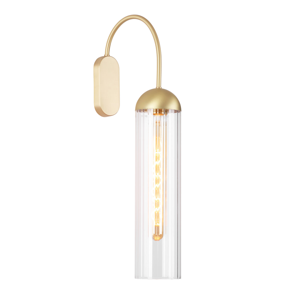 David Hunt Anouk Wall Light Ribbed Glass and Brushed Brass